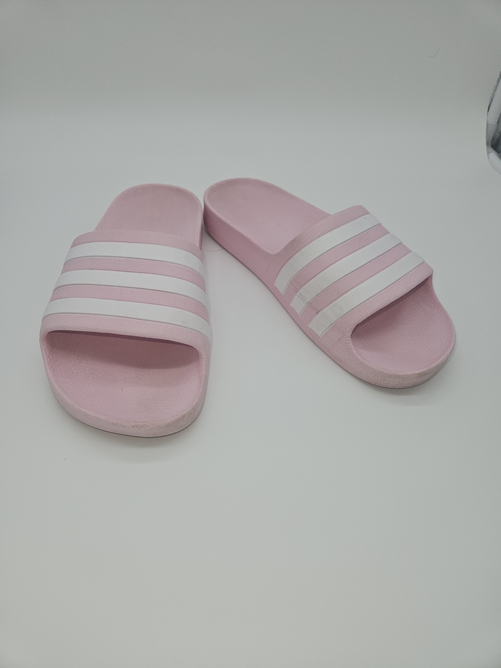 Pink Slide Sandals with White Stripes - Kids
